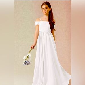 Azazie White Junior Bridesmaid Dress Size J16 - Worn once!